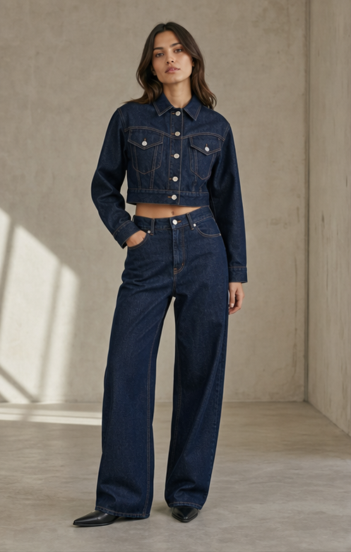 Cropped Curved Trucker denim product development reference