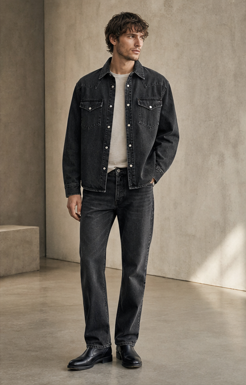Black Western Overshirt denim product development reference