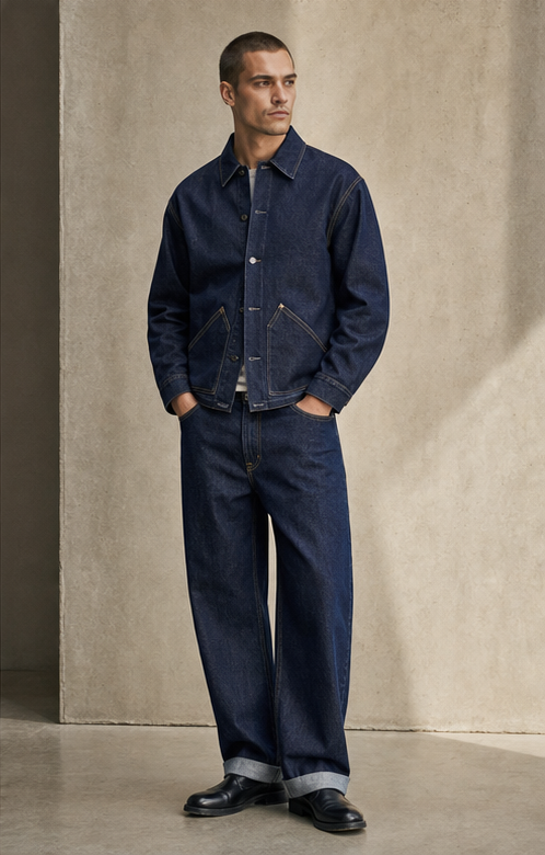 Angled-Pocket Work Jacket denim product development reference