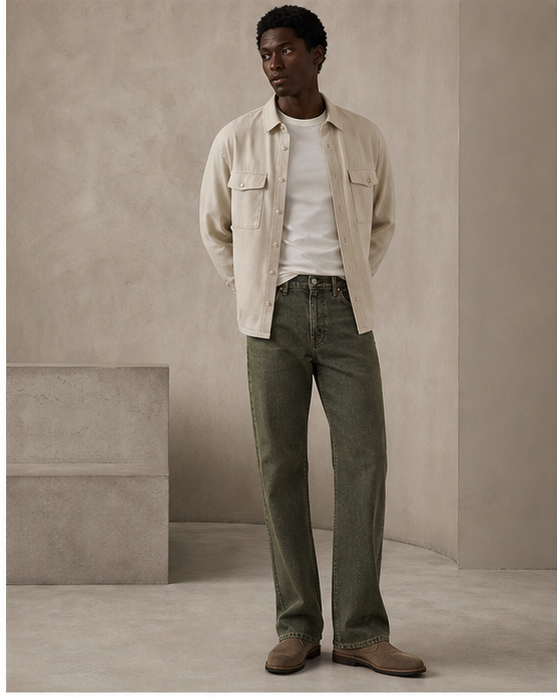 Olive Five-Pocket denim product development reference