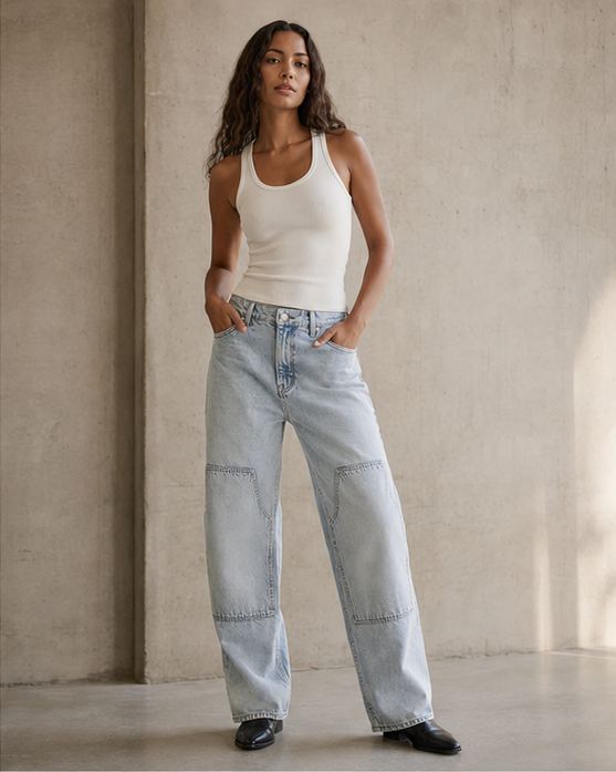 Double-Knee Loose Straight denim product development reference