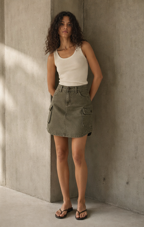 Cargo Mini Skirt denim product development reference