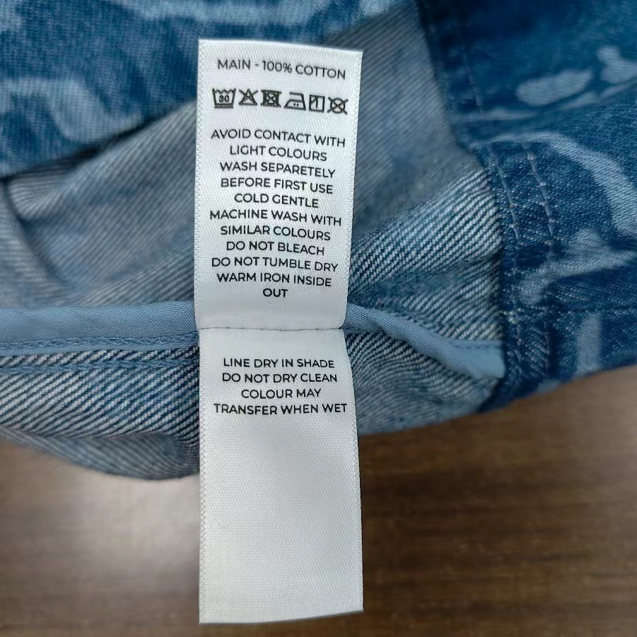 Denim care-label and fabric composition quality-control review