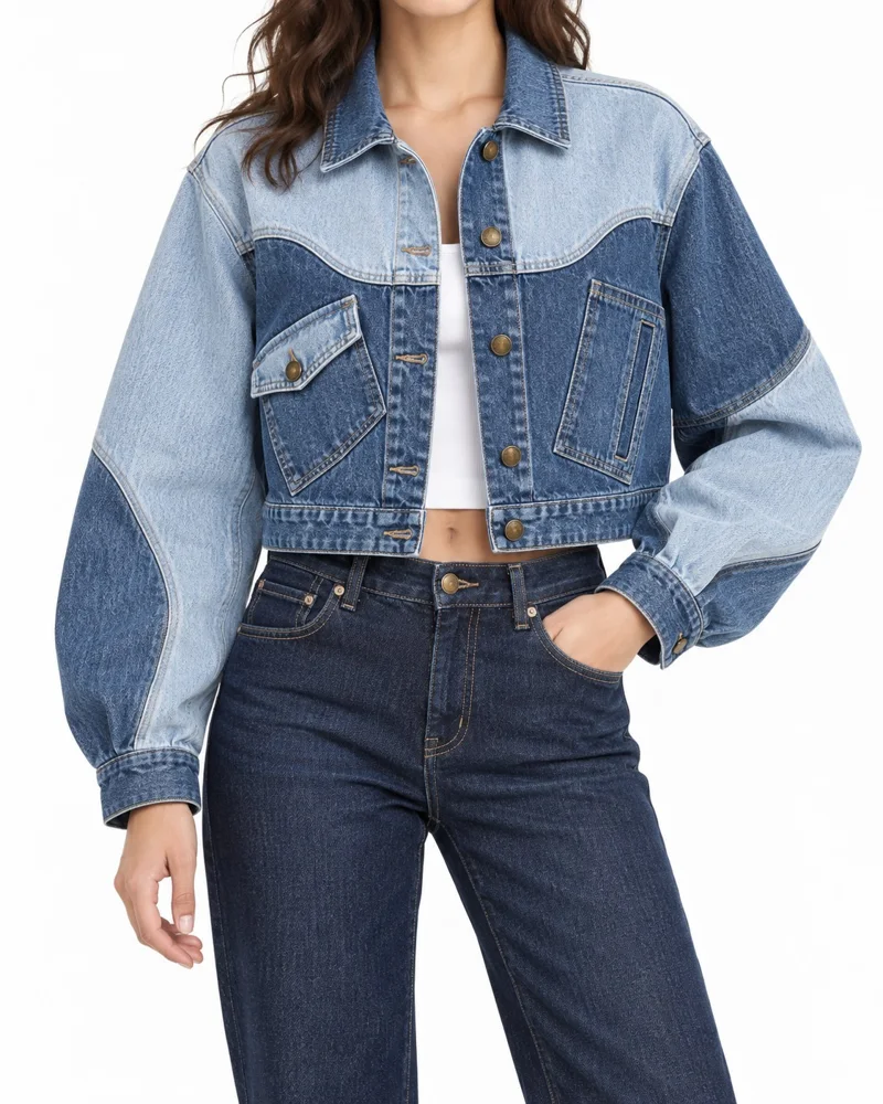 Two-Tone Cropped Jacket – Denim jackets & light layers