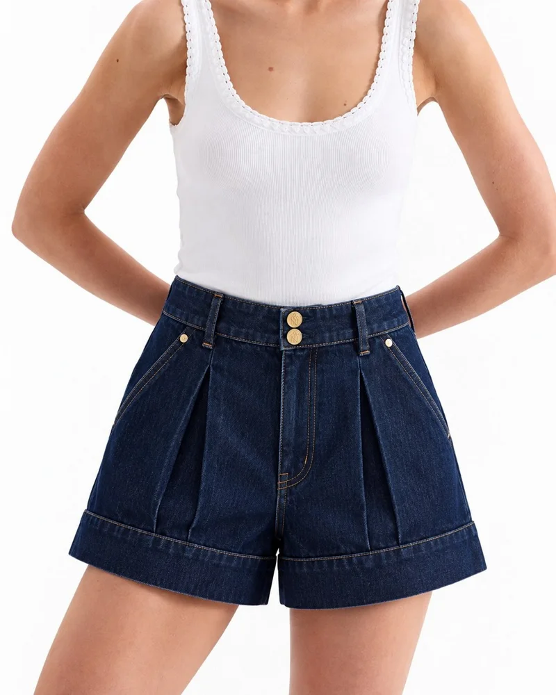 Indigo Pleat Short – Utility & tailored shorts